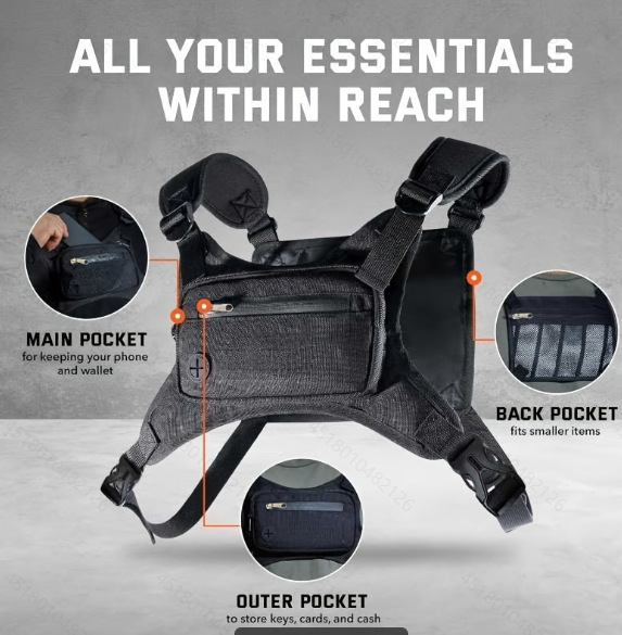 Cycling Commute Training - Tas Dada Outdoor Ringan Multi Kantong,